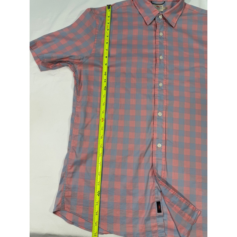 Faherty Brand Mens Short Sleeve Gingham Button Down Shirt Pink Blue Size M - Picture 5 of 7